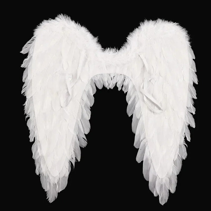 Luxurious Feathered Angel Wings for Halloween & Cosplay - Elegant Costume Accessory for Parties & Performances