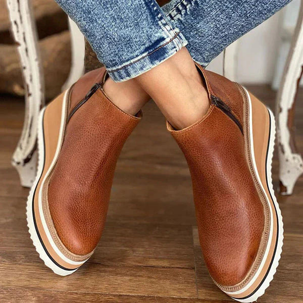 Luxurious Women's Leather Boots with Medium-High Heel for All-Day Comfort and Classic Style-6