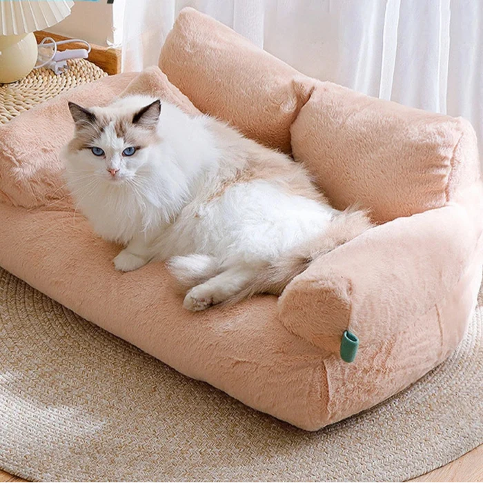 Luxury Cat Bed Sofa - Winter Warm Plush Nest for Small Medium Dogs and Cats