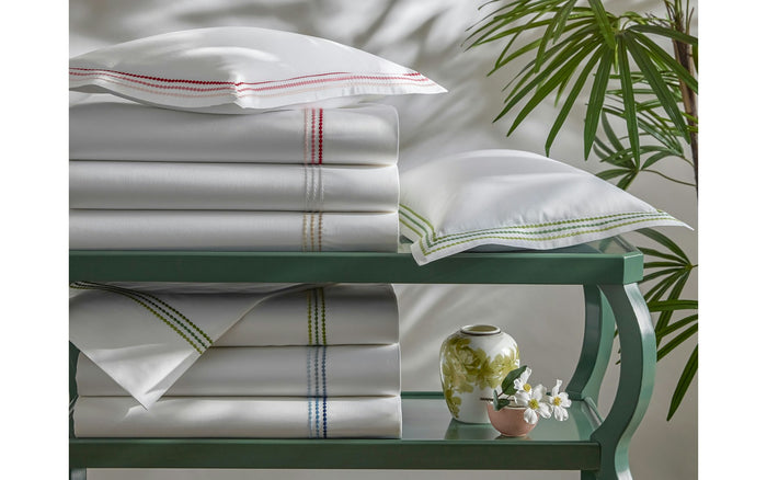 Matouk Amara Triple Pearl Pillow Case Pair - Hazy Pool
