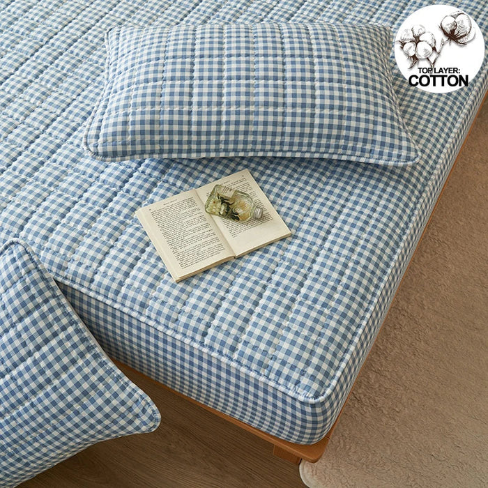 Mattress Protector Quilted Plaid Cover Breathable Antibacterial Bedding Fall 2025 Fresh Sleep