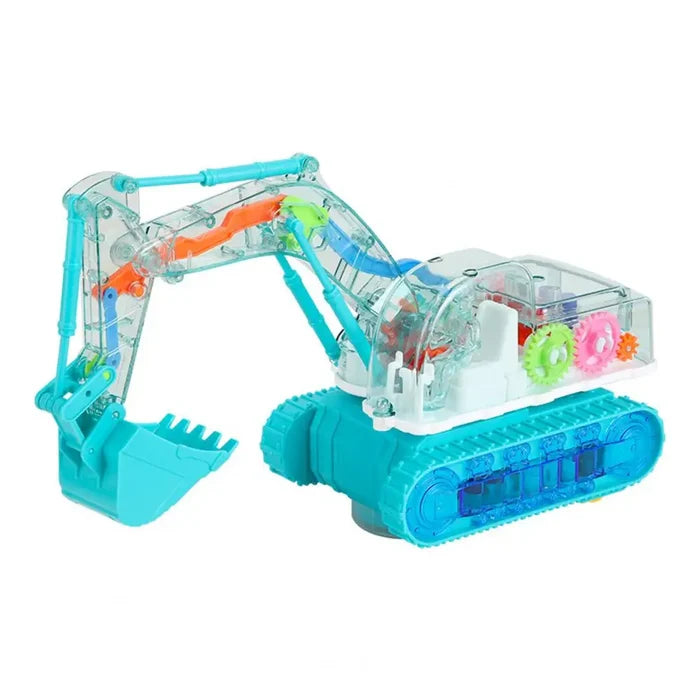 Mechanical Gear Excavator Toy with LED Lights & Music - Educational Electric Digger for Toddlers