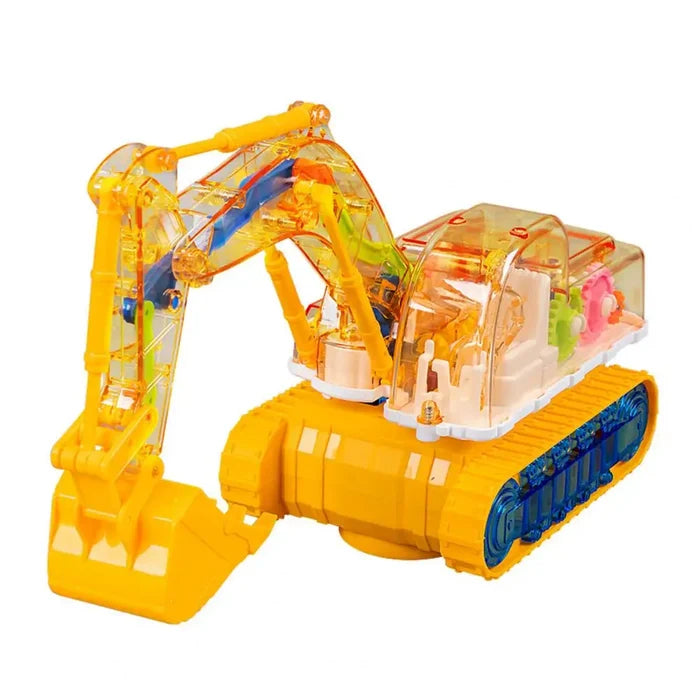 Mechanical Gear Excavator Toy with LED Lights & Music - Educational Electric Digger for Toddlers