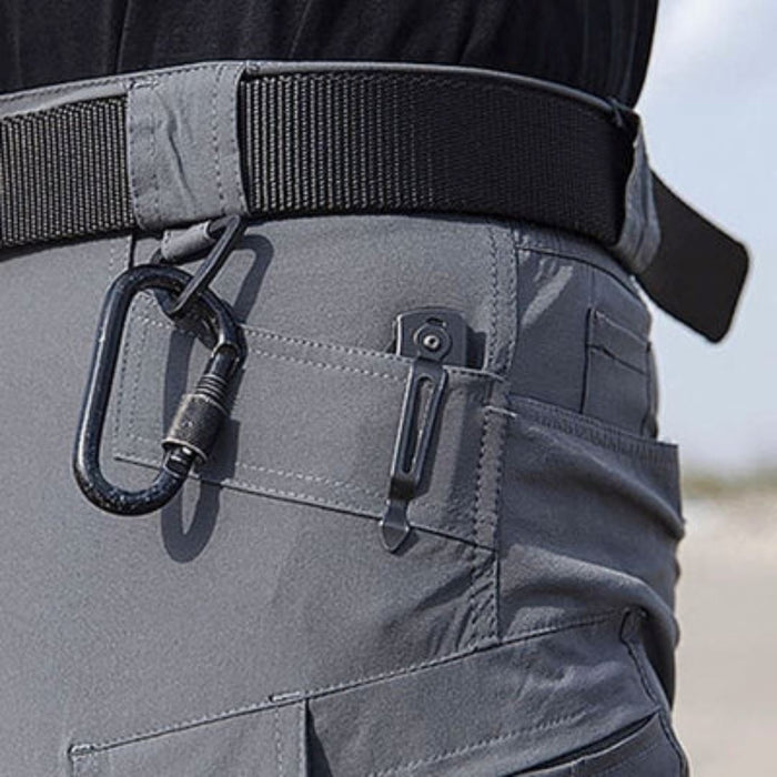 Men's Black Cargo Shorts with 7 Pockets, Lightweight Water-Repellent Fabric for Outdoor Adventures-4