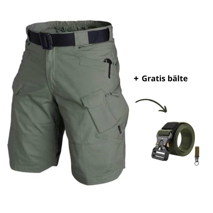 Men's Black Cargo Shorts with 7 Pockets, Lightweight Water-Repellent Fabric for Outdoor Adventures-6