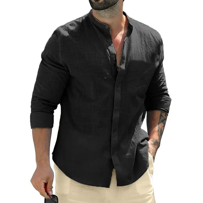 Men's Linen Shirt - Breathable Casual and Formal Dress Shirt in White, Blue, Grey, Regular Fit, Soft Comfortable Fabric-1