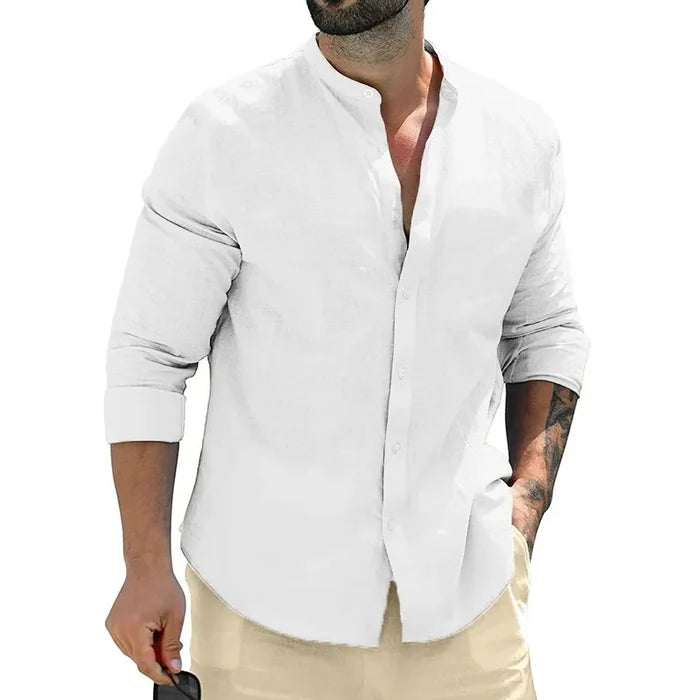 Men's Linen Shirt - Breathable Casual and Formal Dress Shirt in White, Blue, Grey, Regular Fit, Soft Comfortable Fabric-2