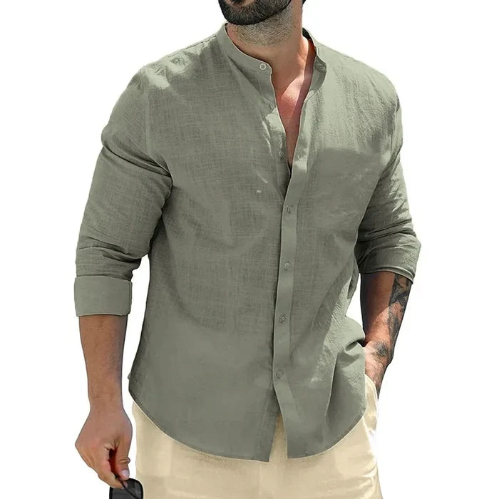 Men's Linen Shirt - Breathable Casual and Formal Dress Shirt in White, Blue, Grey, Regular Fit, Soft Comfortable Fabric-3