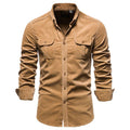Variant image for Men's Ribbed Velvet Shirt, Comfortable Relaxed Fit, Versatile Style for Casual or Formal Wear-1