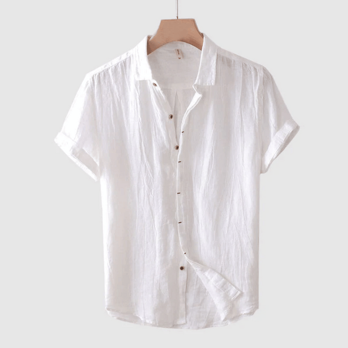Men's Short Sleeve Linen Shirt, Lightweight Breathable Tailored Fit for Casual and Beach Wear-2