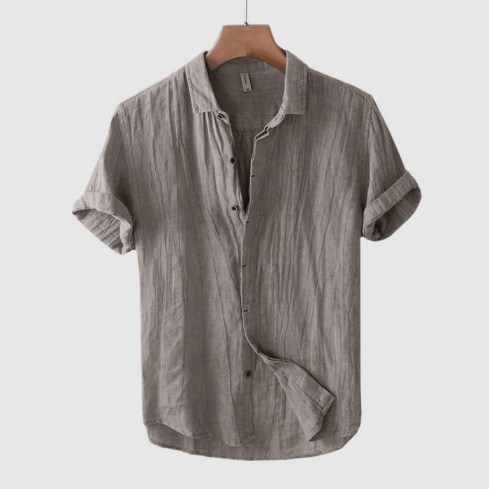 Men's Short Sleeve Linen Shirt, Lightweight Breathable Tailored Fit for Casual and Beach Wear-5