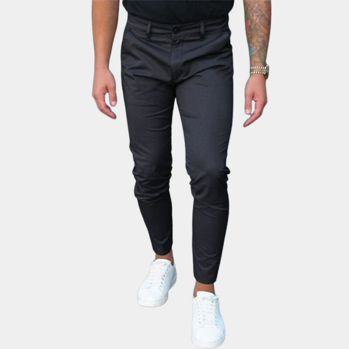 Modern men's summer trousers – tailored fit, breathable fabric, for casual outings 1