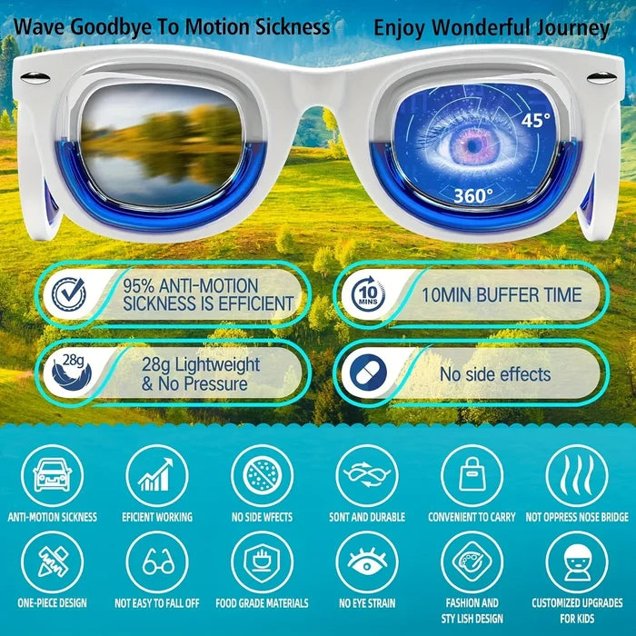 Motion Sickness Glasses Kids Ultra Light Travel Glasses Summer Travel 2025 Nausea Relief Car Air Sea