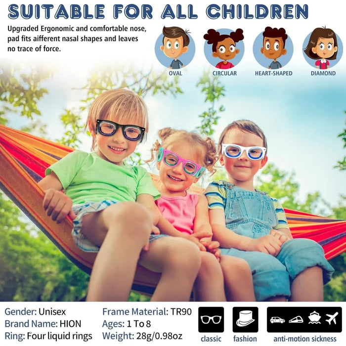 Motion Sickness Glasses Kids Ultra Light Travel Glasses Summer Travel 2025 Nausea Relief Car Air Sea