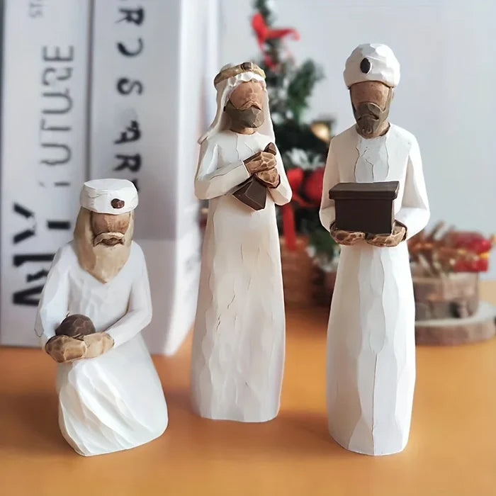 Nativity Figurines Set Handcrafted Resin Three Wise Men Nativity Scene Christmas Decor Gift
