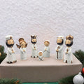 Nativity Set Resin 7 Piece White Gold Christmas Nativity Figurines For Tabletop Decor Holiday Gift Idea