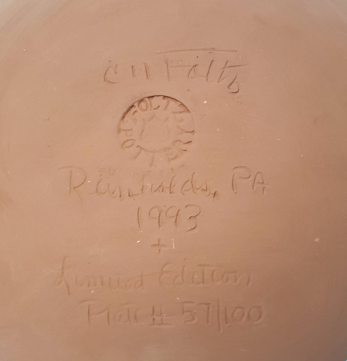 Ned Foltz Limited Edition Redware Plate 9 1/2" Reinholds Station Pennsylvania 1993