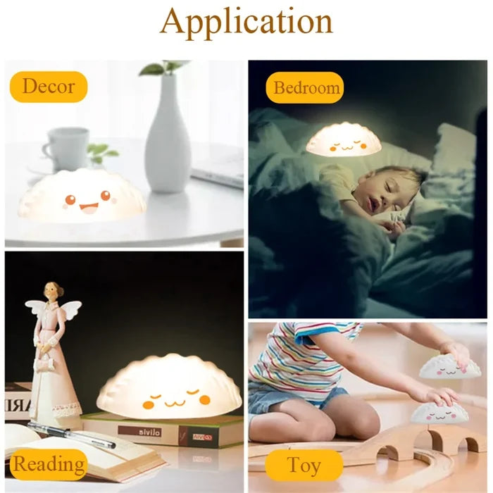 Night Light Rechargeable LED Bun Dumpling Cartoon Bedside Lamp Fall 2025 Kids Bedroom Soft Sleep Gift