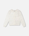 Off White Pointelle Knit Button Cardigan