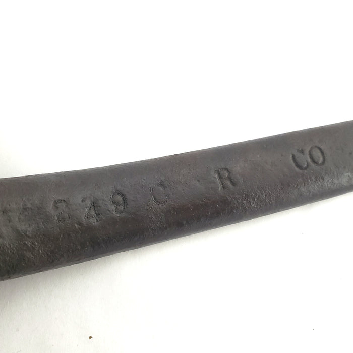 Old Copper Cook Sauce Pot Tin Lined Iron Handle Teardrop Hole Hearth Accent