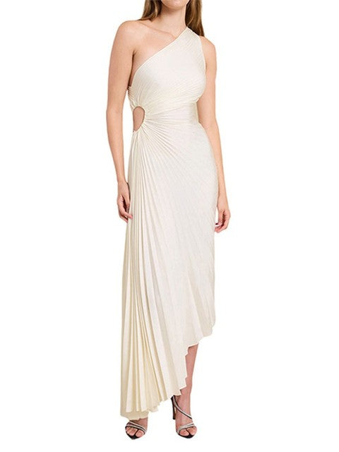 One-Shoulder Pleated Evening Dress for Weddings, Formal Gowns, Elegant Black Formal Dress-1
