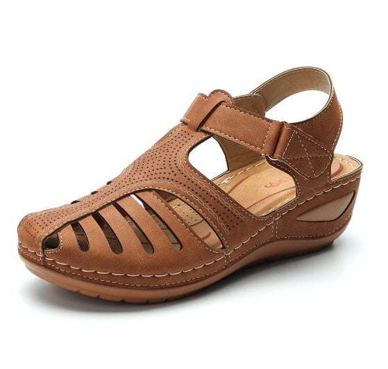 Orthopedic Leather Sandals for Women - Foot Pain Relief, Improved Posture, Adjustable Straps, Comfortable Fit, Available in Black and Brown-2