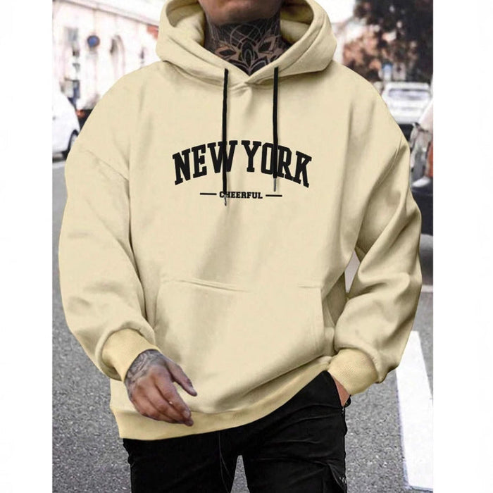 Oversized Casual Mens Hoodie - Pullover Polyester, Urban