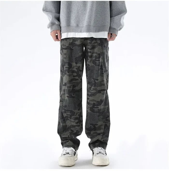 Oversized Men’s Cargo Jeans - Baggy Straight Denim Wear