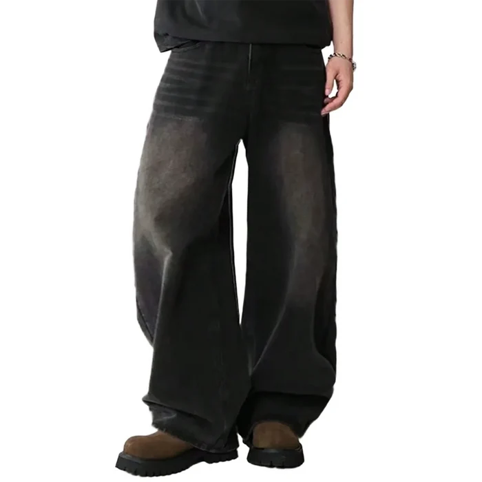 Oversized Men's Wide Leg Jeans - Baggy Straight Cotton Blend