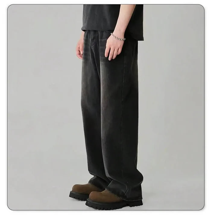 Oversized Men's Wide Leg Jeans - Baggy Straight Cotton Blend