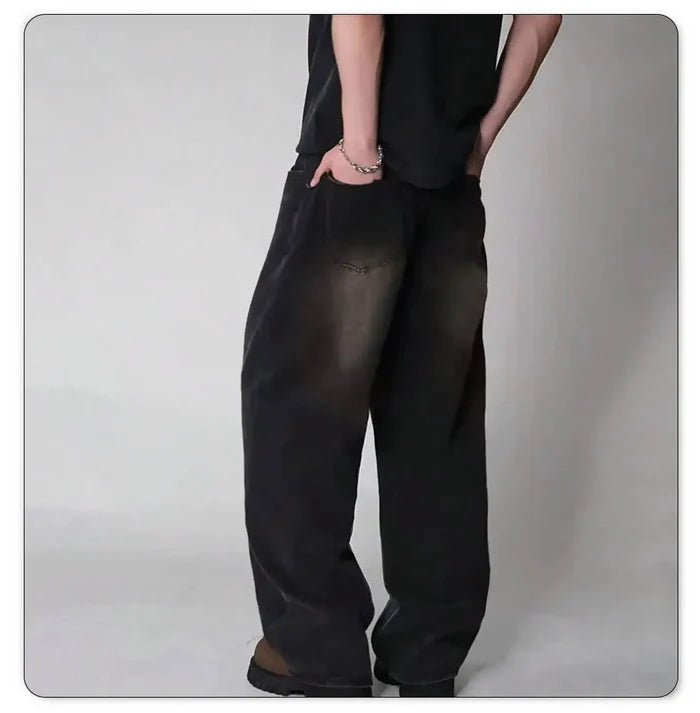 Oversized Men's Wide Leg Jeans - Baggy Straight Cotton Blend