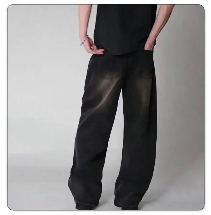 Oversized Men's Wide Leg Jeans - Baggy Straight Cotton Blend