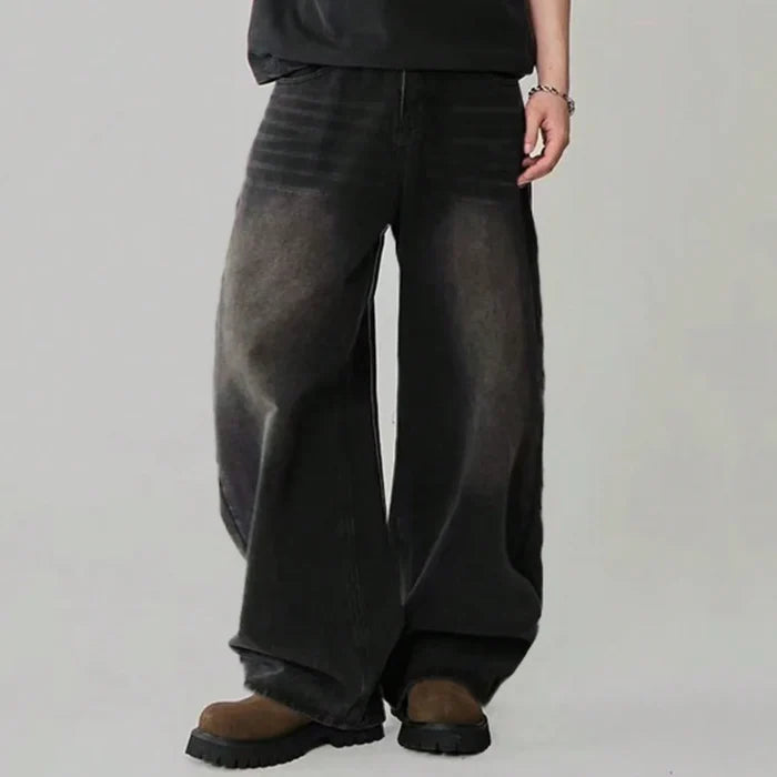 Oversized Men's Wide Leg Jeans - Baggy Straight Cotton Blend