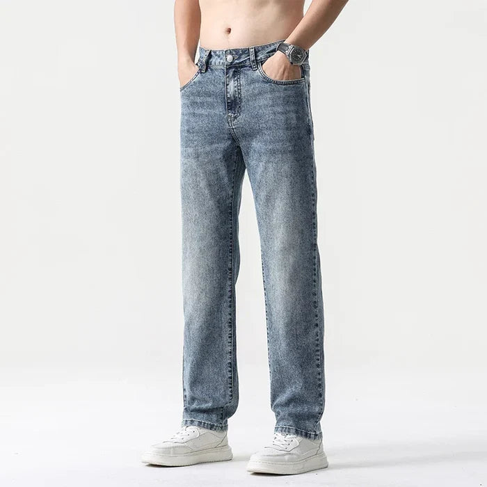 Oversized Men’s Wide Leg Jeans - Straight Lyocell, Casual