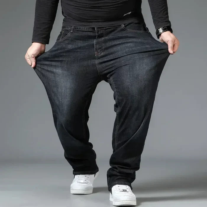 Oversized Relaxed Men's Jeans - High Waist, Stretch Denim