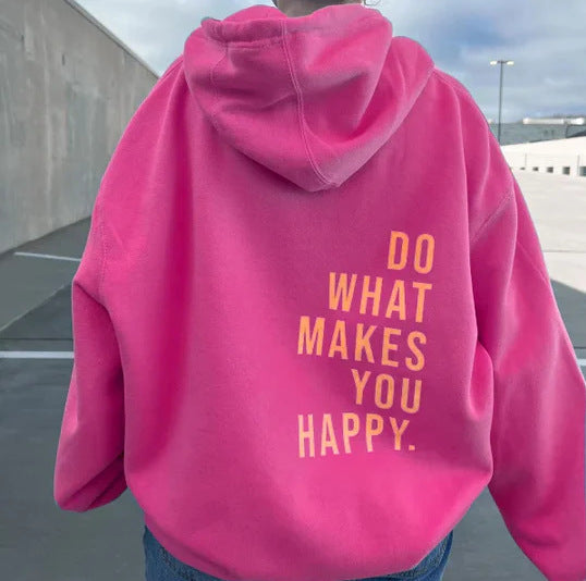 Oversized Women's Hoodie - Loose Back Print, Polyester