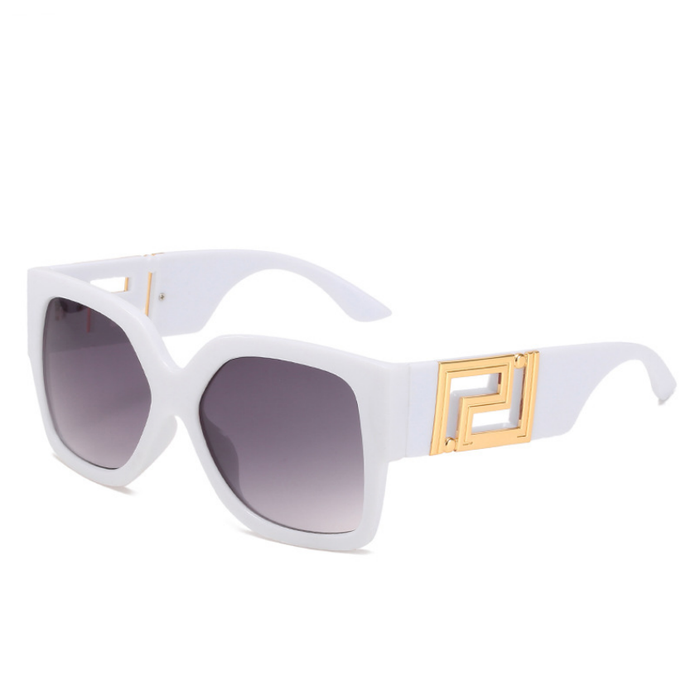 Übergroße Damen-Sonnenbrille – quadratischer Rahmen, goldene Akzente, für den Sommer 2