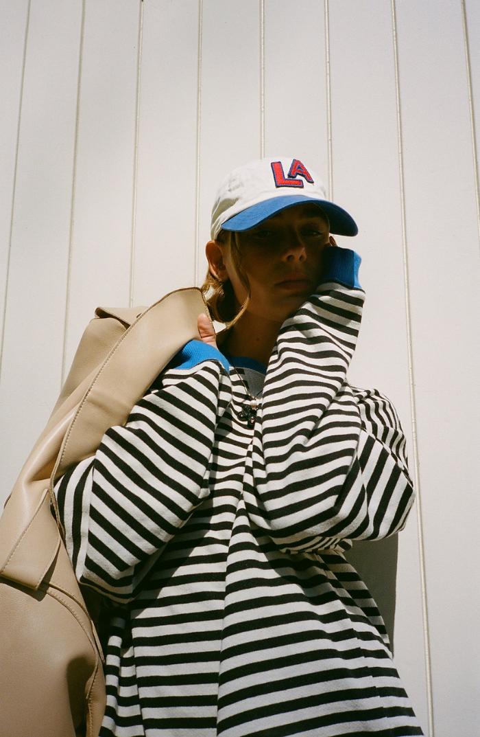 Oversized Women's Sweatshirt - Boxy Striped Cotton Casual