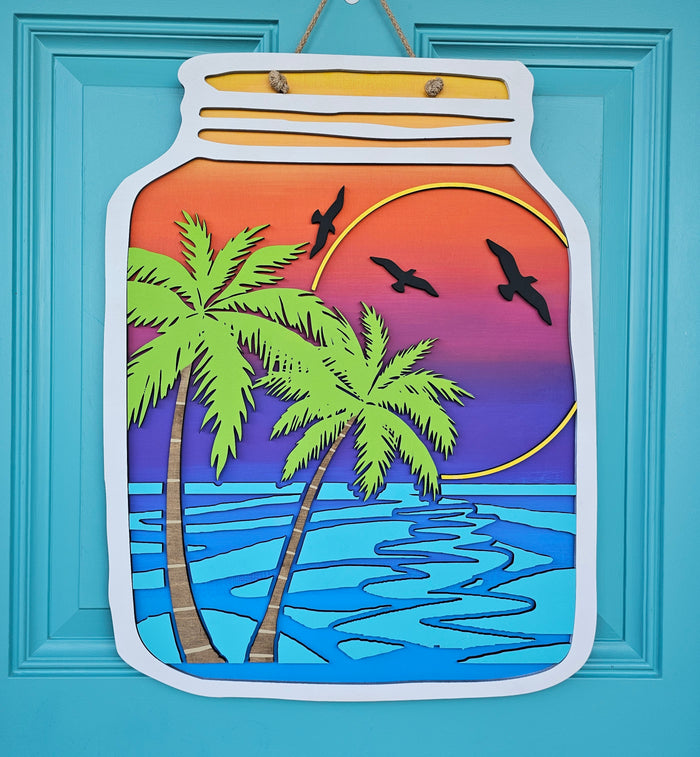 Palm Tree Mason Jar Door Hange-wholesale