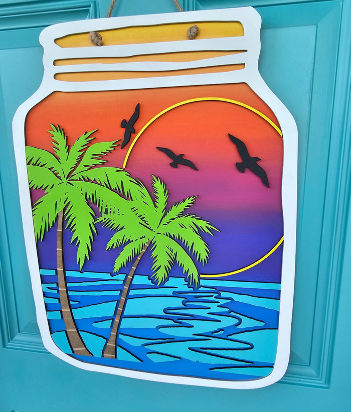 Palm Tree Mason Jar Door Hange-wholesale