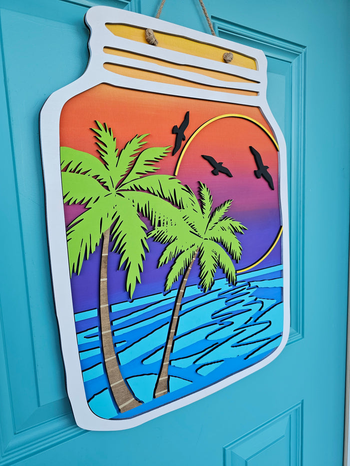 Palm Tree Mason Jar Door Hange-wholesale