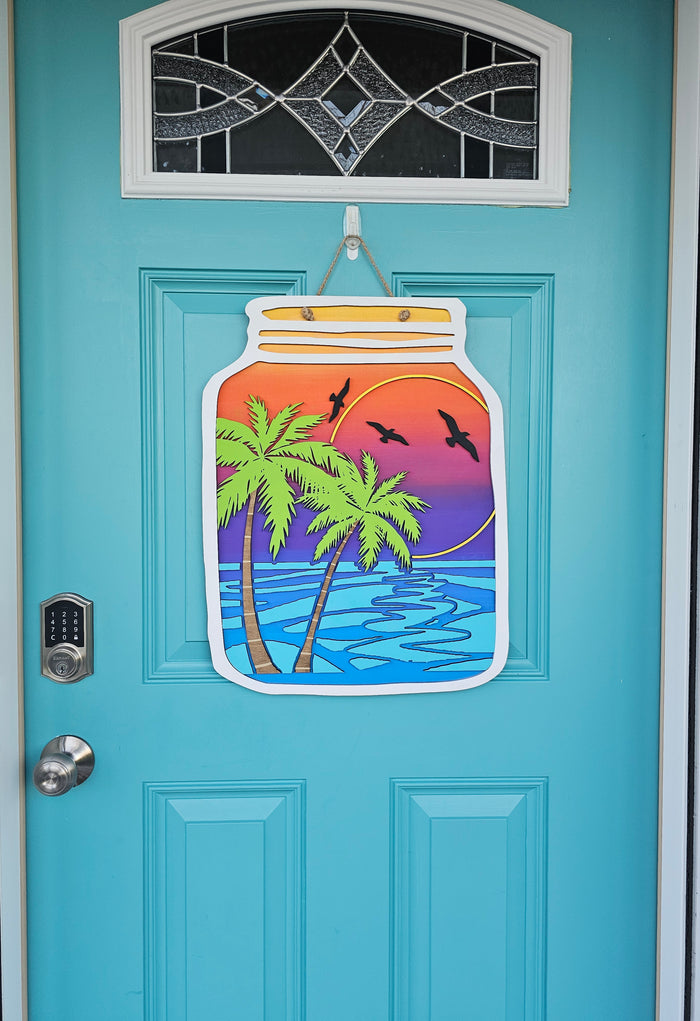 Palm Tree Mason Jar Door Hange-wholesale