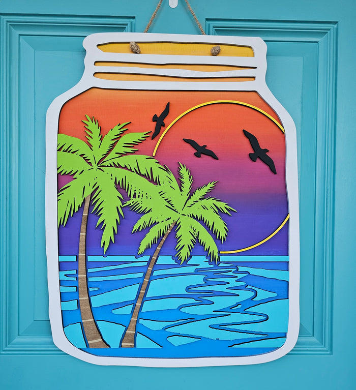 Palm Tree Mason Jar Door Hange-wholesale