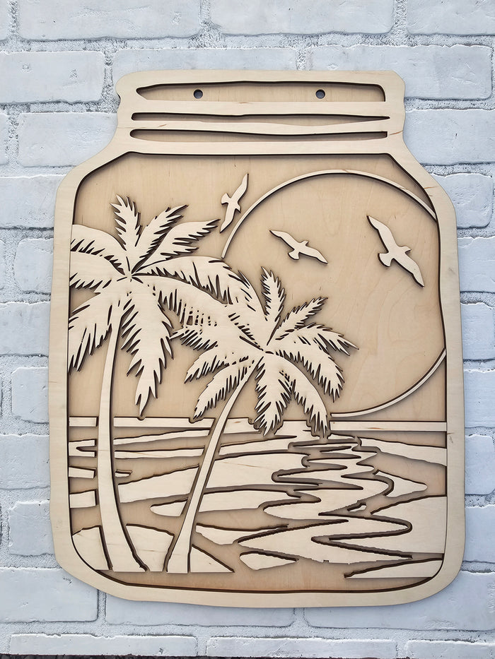Palm Tree Mason Jar Door Hange-wholesale