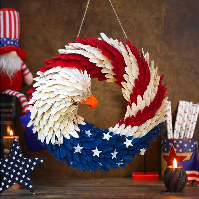 Patriotic Wreath 12 Inch Eagle Door Decor Independence Day And Easter Themed Natural Wood Finish Gift Idea