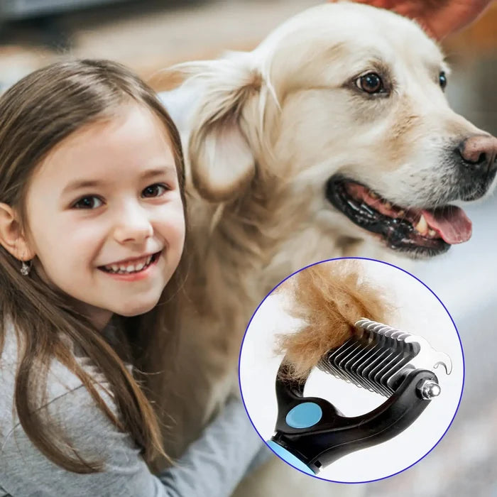 Pet Grooming Care Deshedding Brush for Dogs & Cats - Fur Remover & Knot Cutter Comb