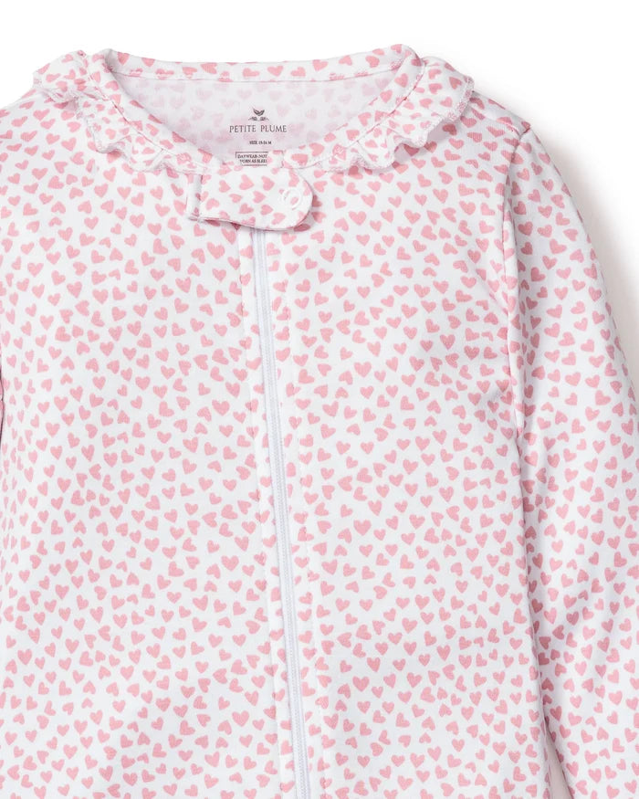 Petite Plume Baby Pima Ruffle Collar Romper - Sweethearts