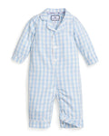 Petite Plume Baby Twill Classic Romper - Light Blue Gingham