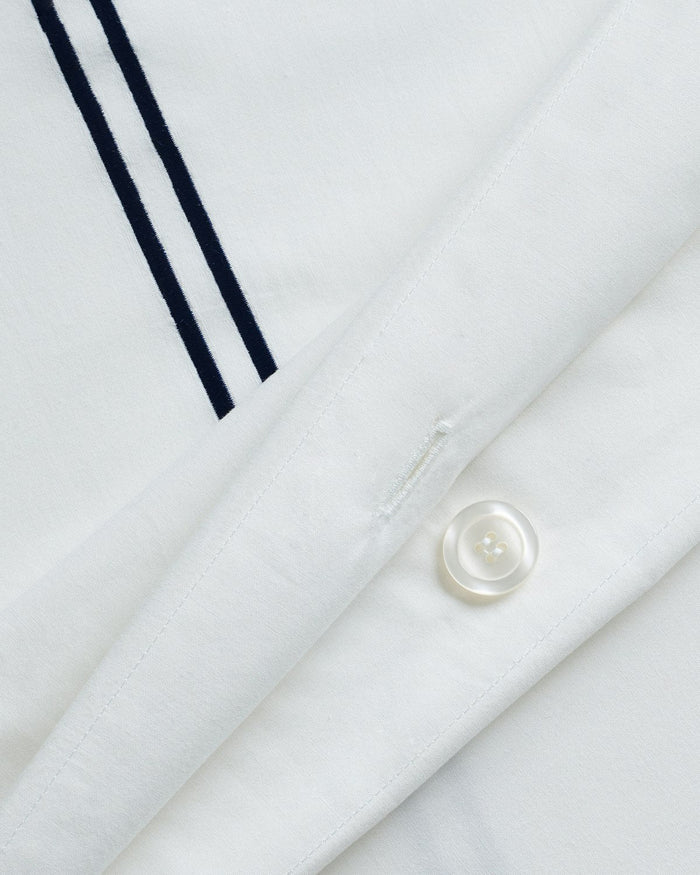 Petite Plume Luxe Premium Cotton Duvet - White w/Navy Piping