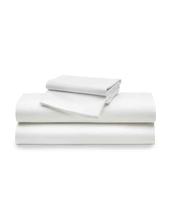 Petite Plume Luxe Sateen Cotton Bed Sheets - White